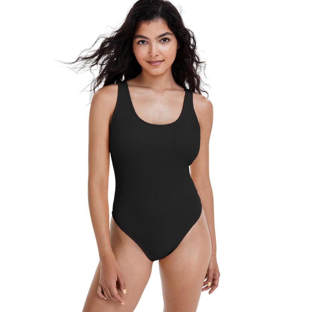 Cotton On Women's Low-Back One-Piece Swimsuit Black Small